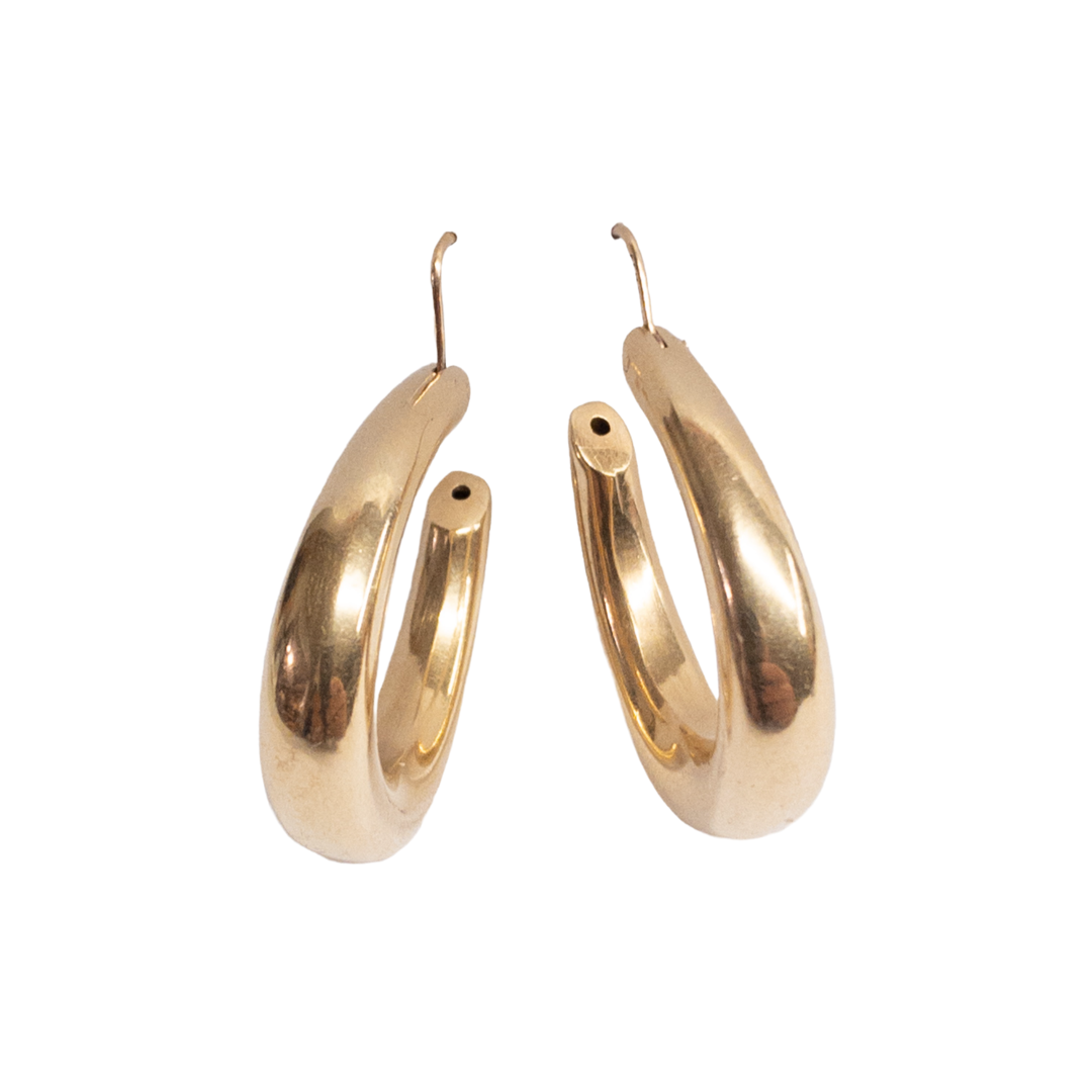 14K Gold Oval Hoop Earrings