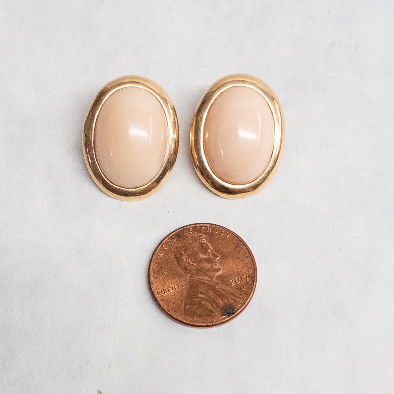 14K Gold and Angel Skin Coral Clip Earrings