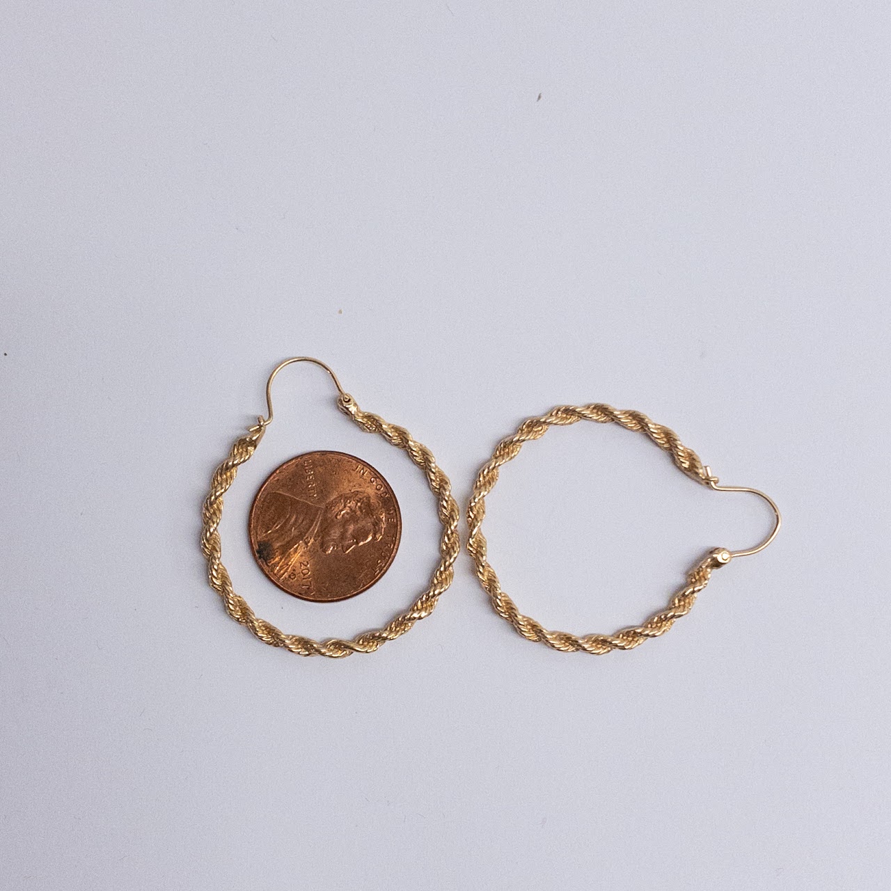 14K Gold Twisted Hoop Earrings