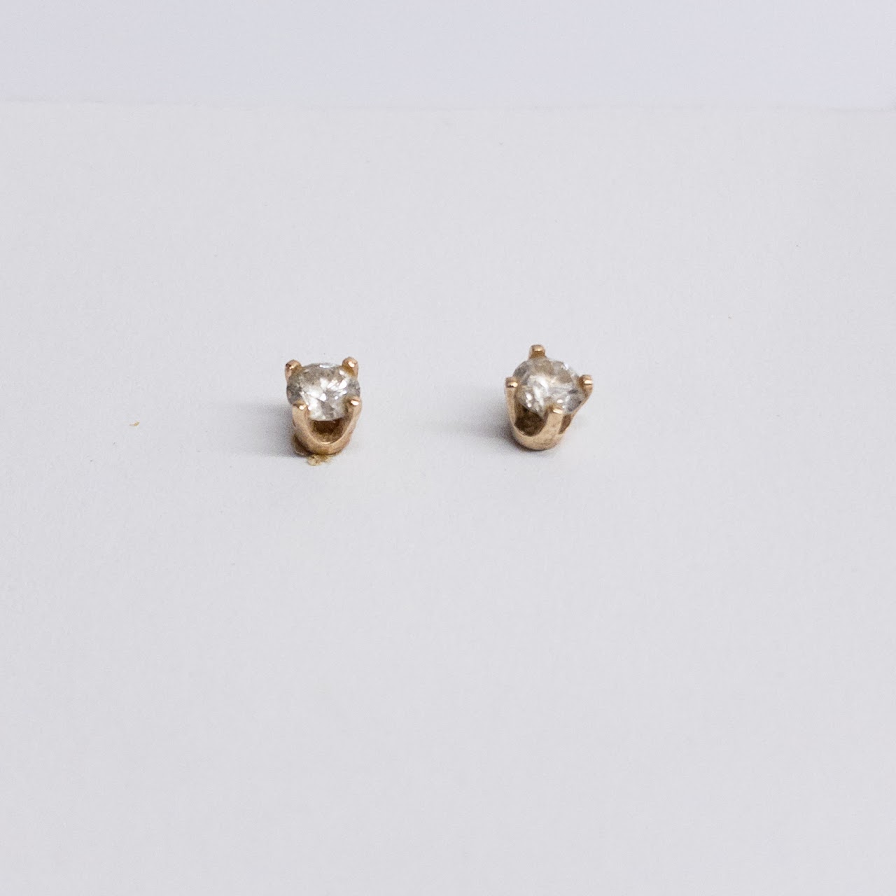 14K Yellow Gold and Diamond Stud Earrings