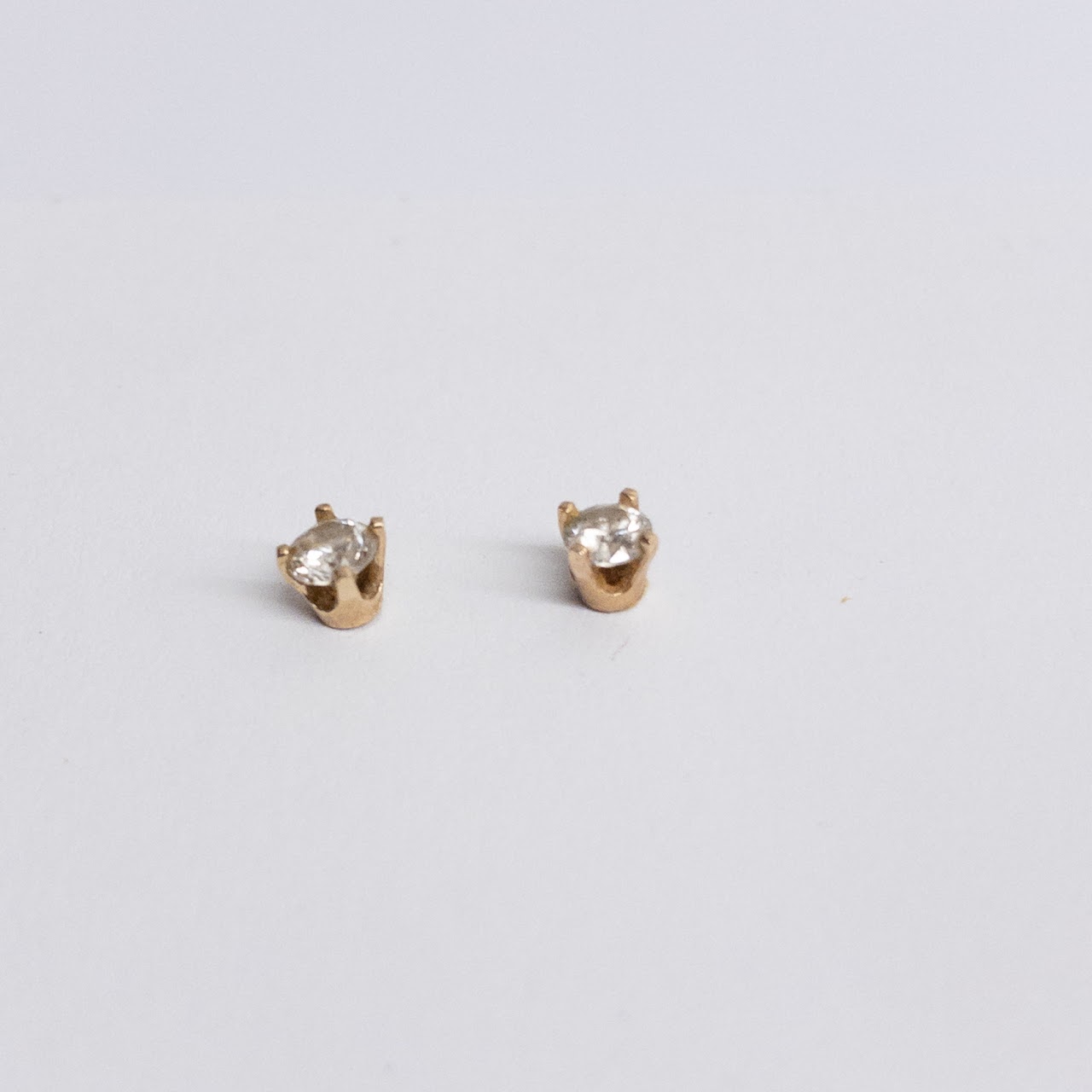 14K Yellow Gold and Diamond Stud Earrings