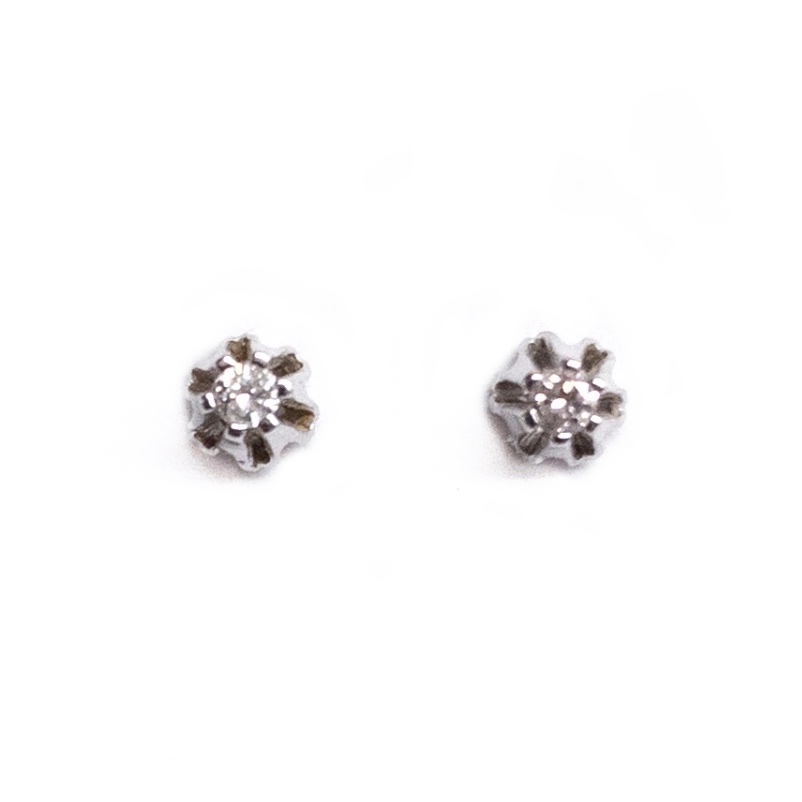 14K White Gold and Diamond Stud Earrings