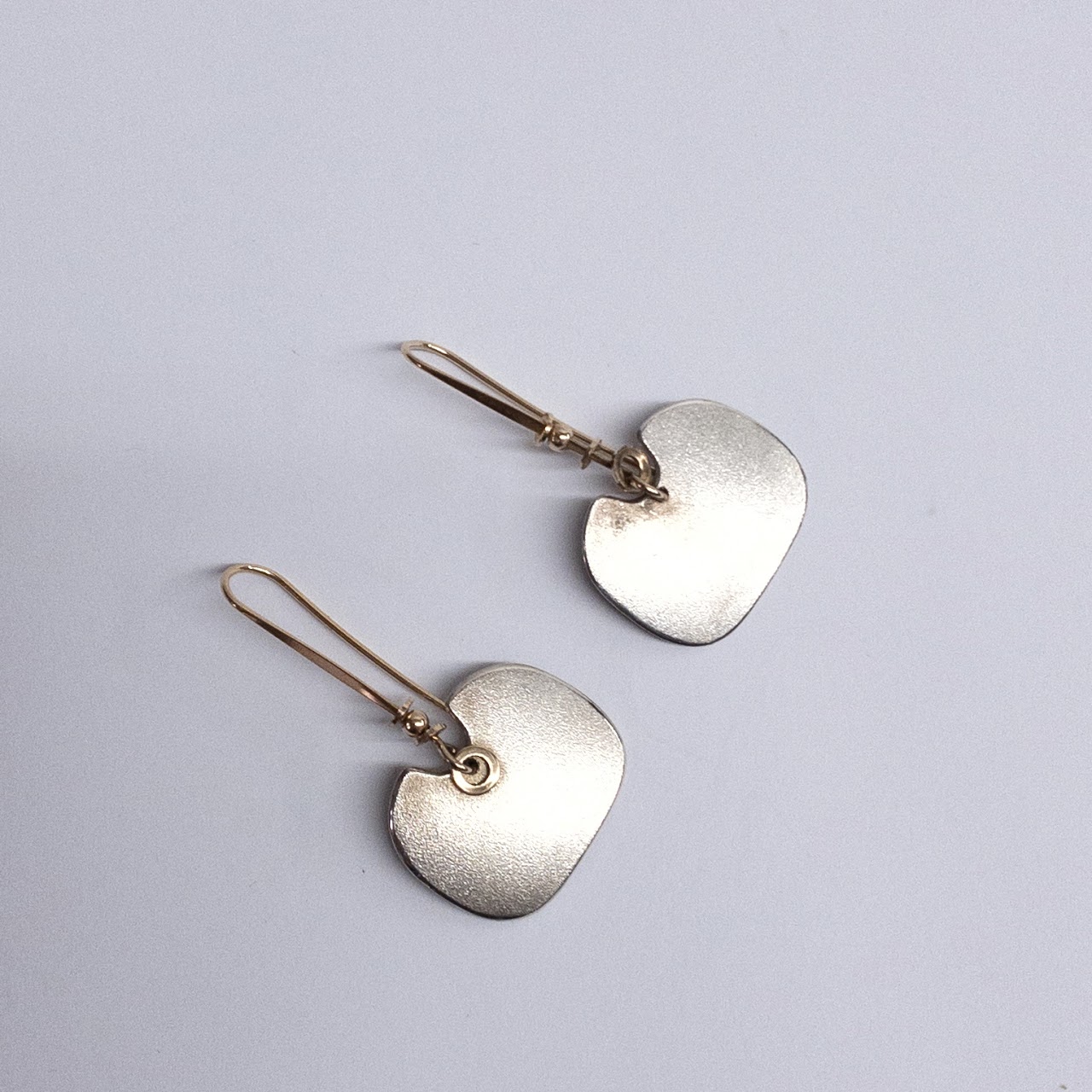 Ed Levin Sterling Silver and 14K Gold Modernist Earrings