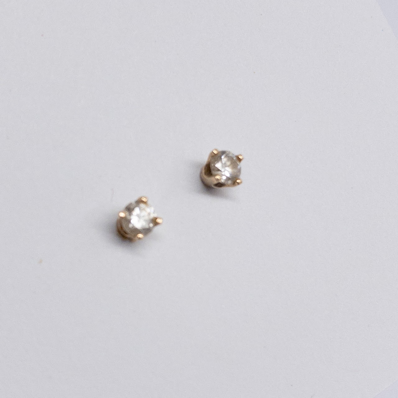 14K Yellow Gold and Diamond Stud Earrings