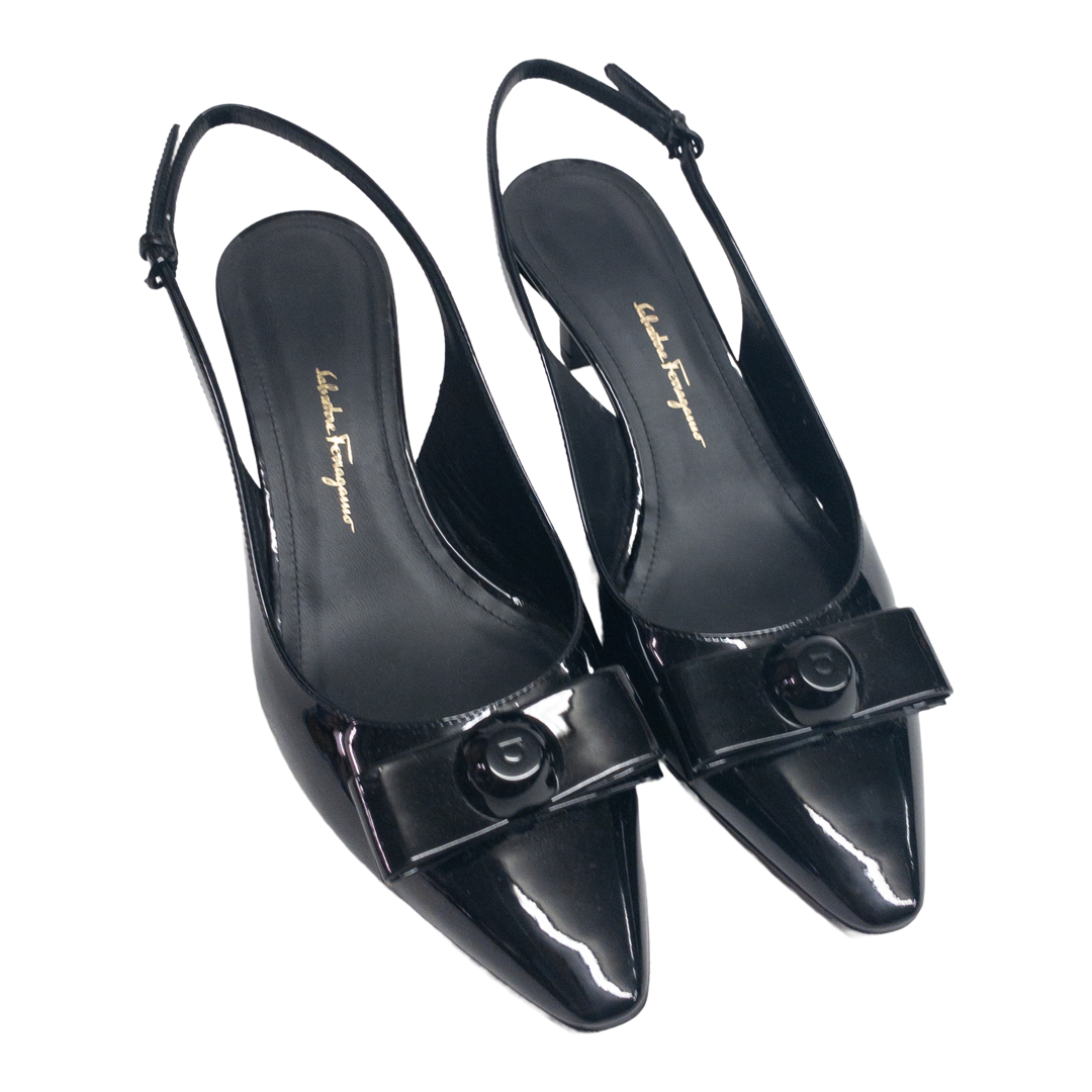 Salvatore Ferragamo Patent Leather Slingback Pumps