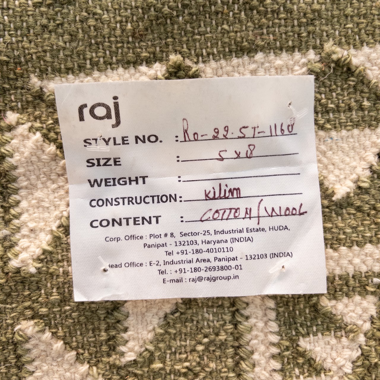 Raj International Wool Kilim Area Rug