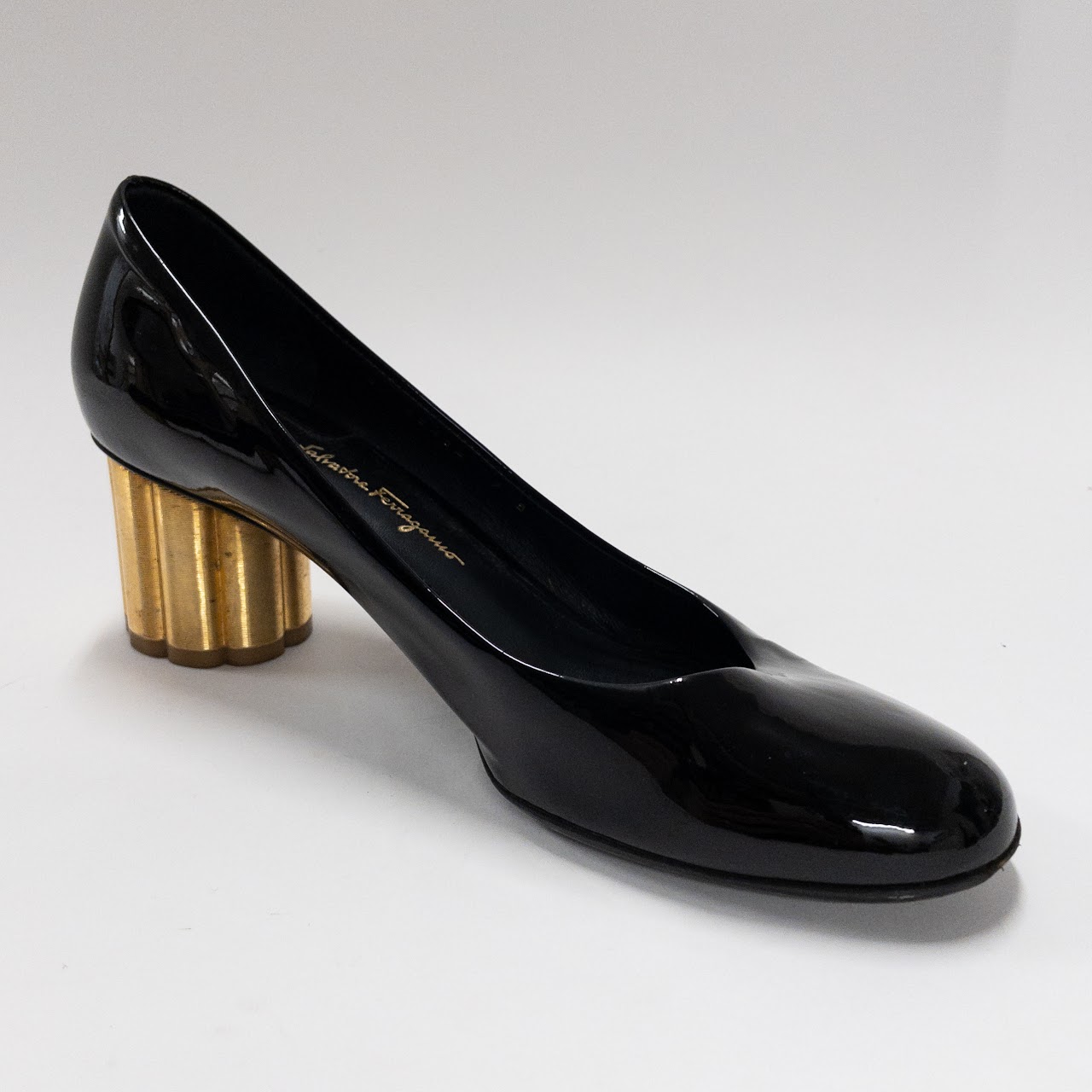 Salvatore Ferragamo Patent Leather Metallic Pumps