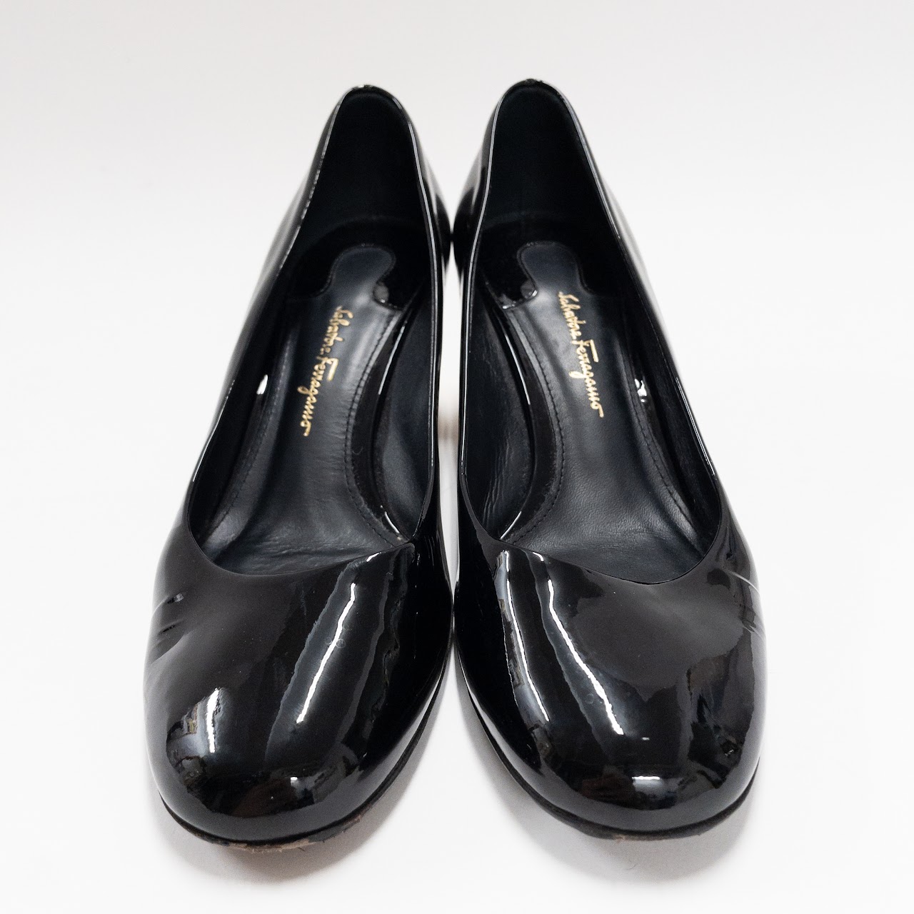 Salvatore Ferragamo Patent Leather Metallic Pumps