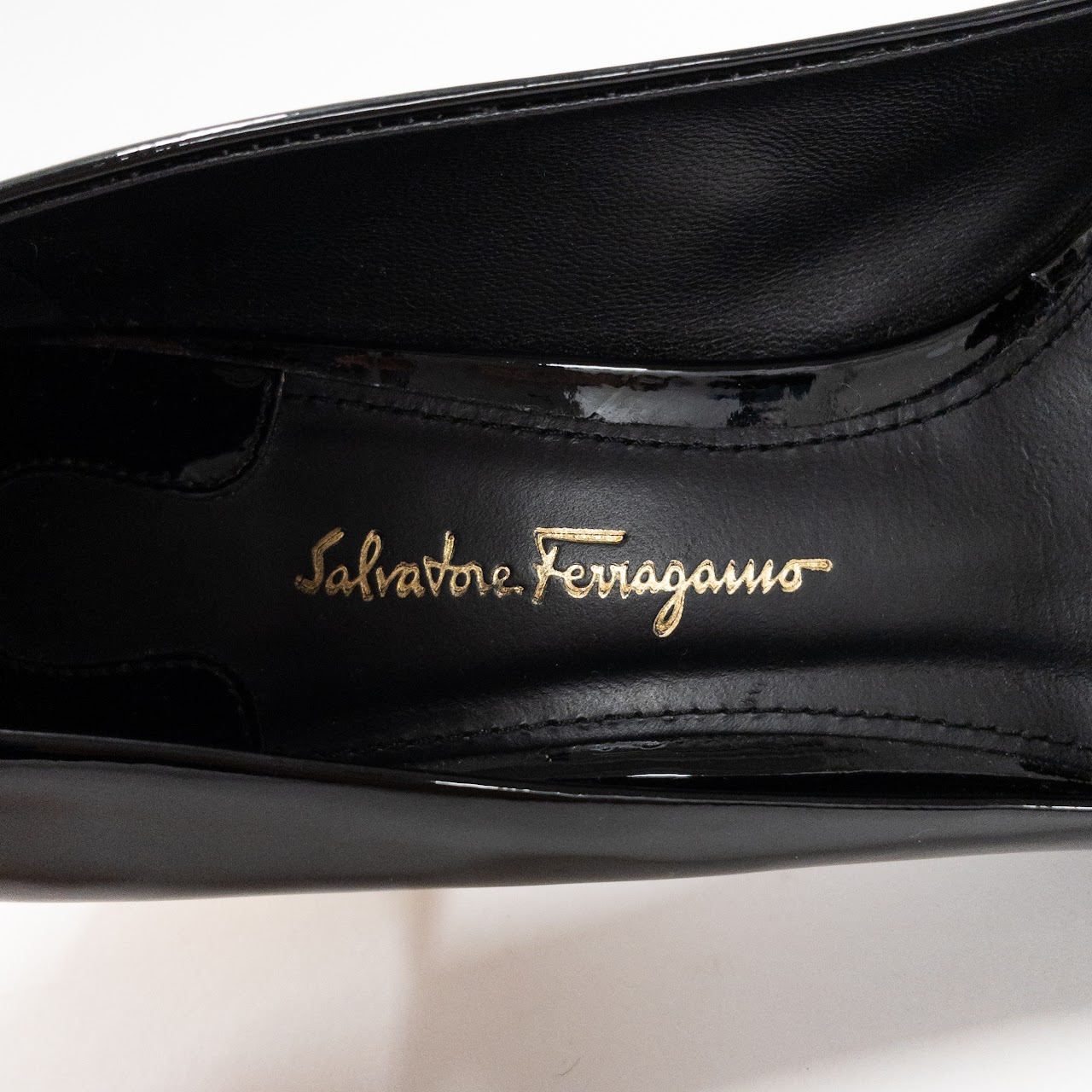 Salvatore Ferragamo Patent Leather Metallic Pumps