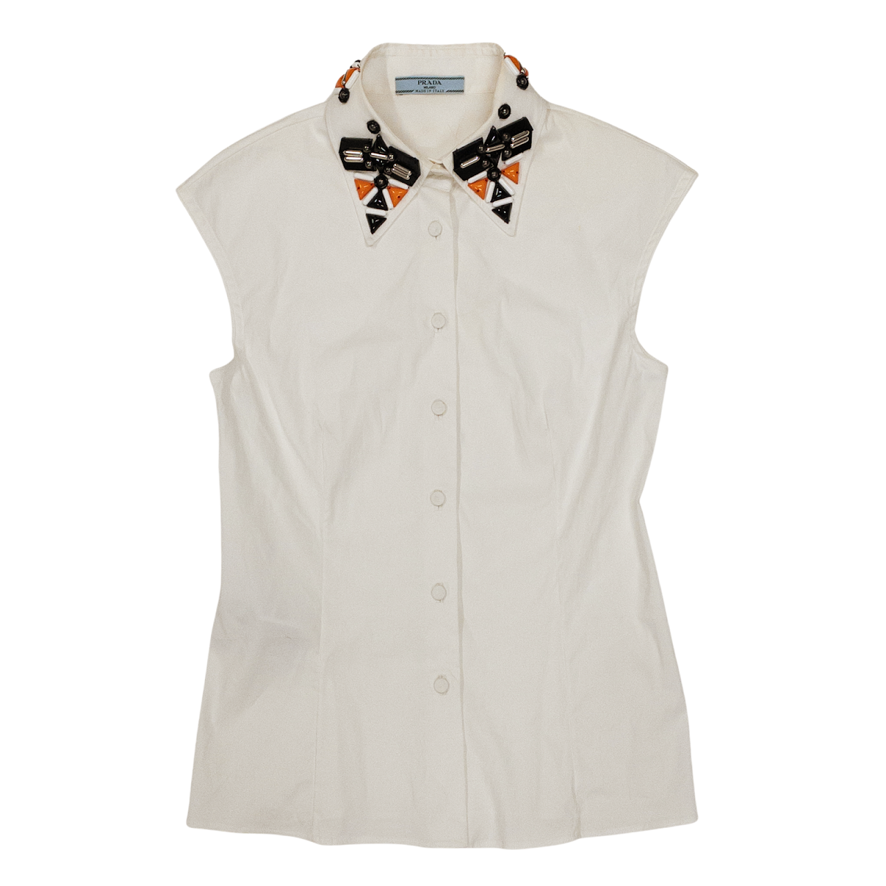 Prada Embellished Collar Sleeveless Blouse