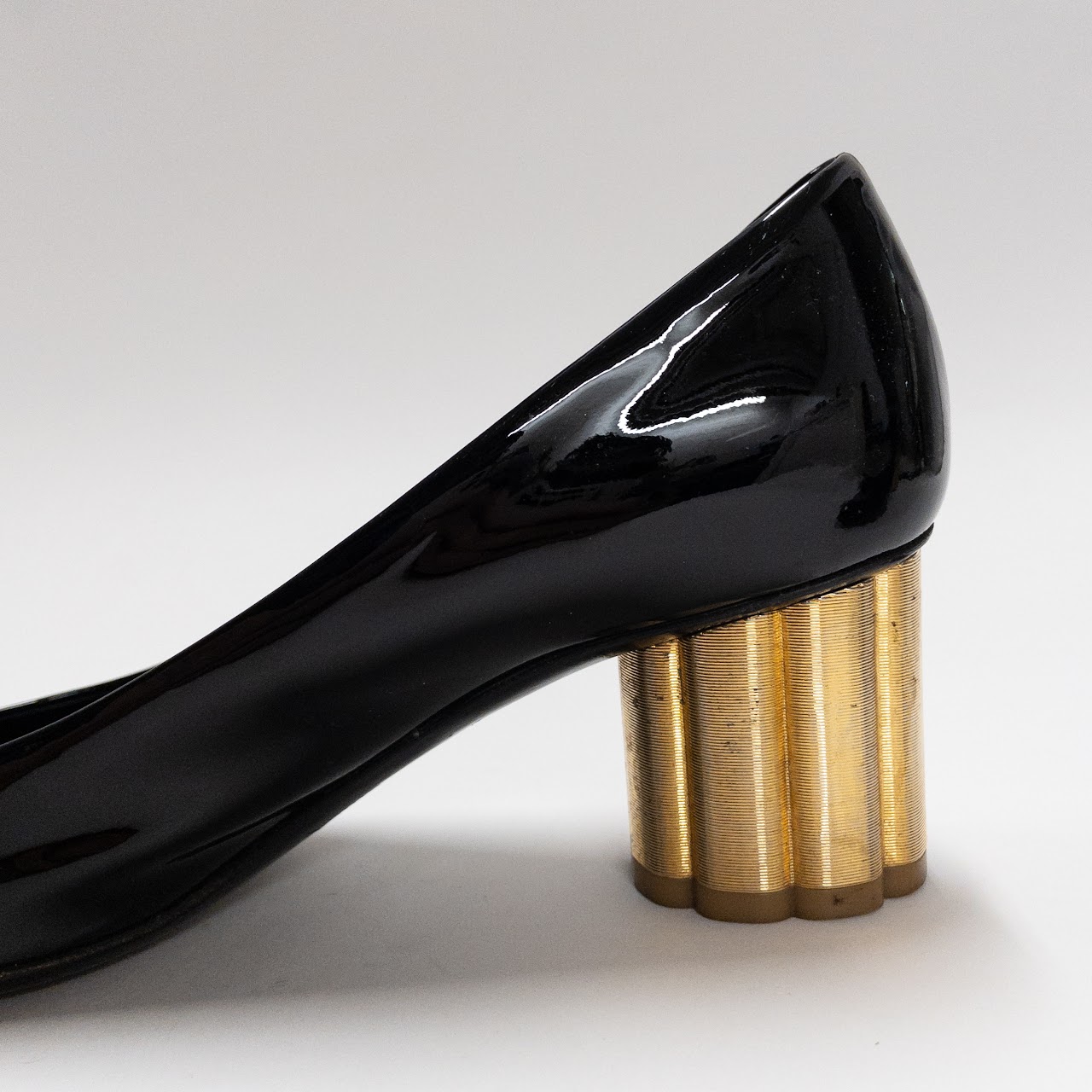 Salvatore Ferragamo Patent Leather Metallic Pumps