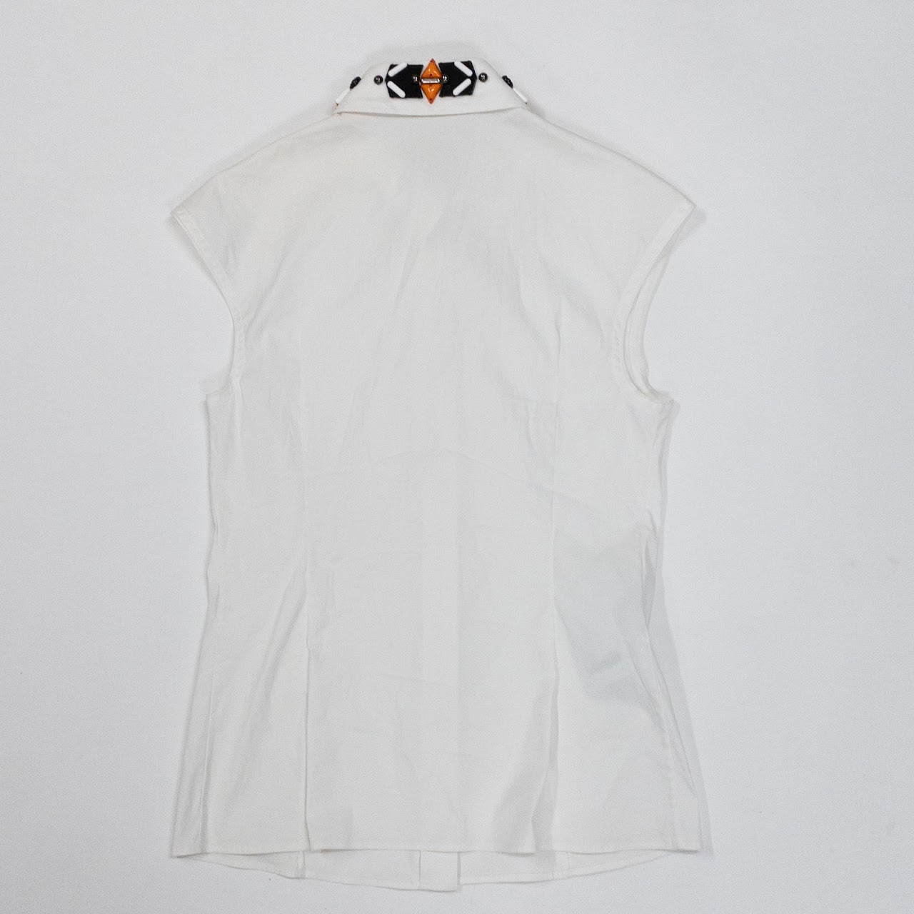 Prada Embellished Collar Sleeveless Blouse