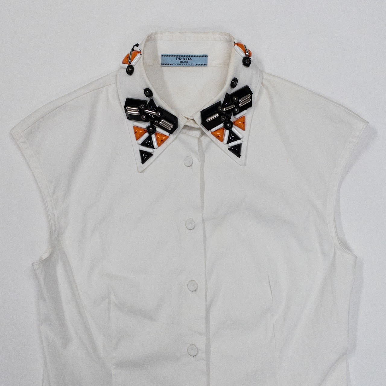 Prada Embellished Collar Sleeveless Blouse