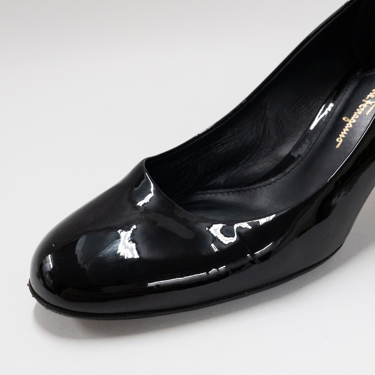 Salvatore Ferragamo Patent Leather Metallic Pumps