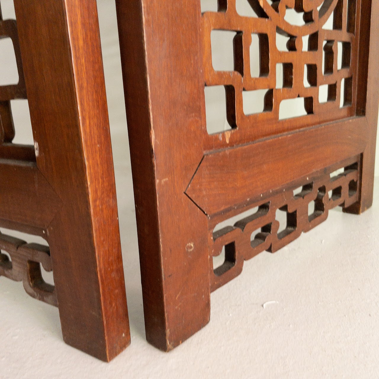 Carved Rosewood Four-Panel Floor Screen