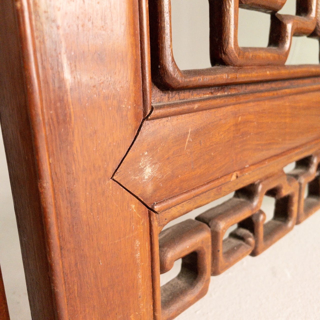 Carved Rosewood Four-Panel Floor Screen