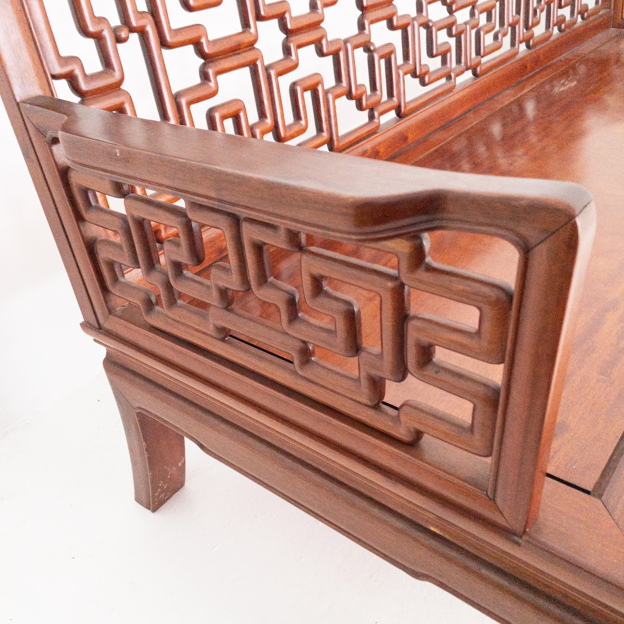 J. L. George Carved Rosewood Bench