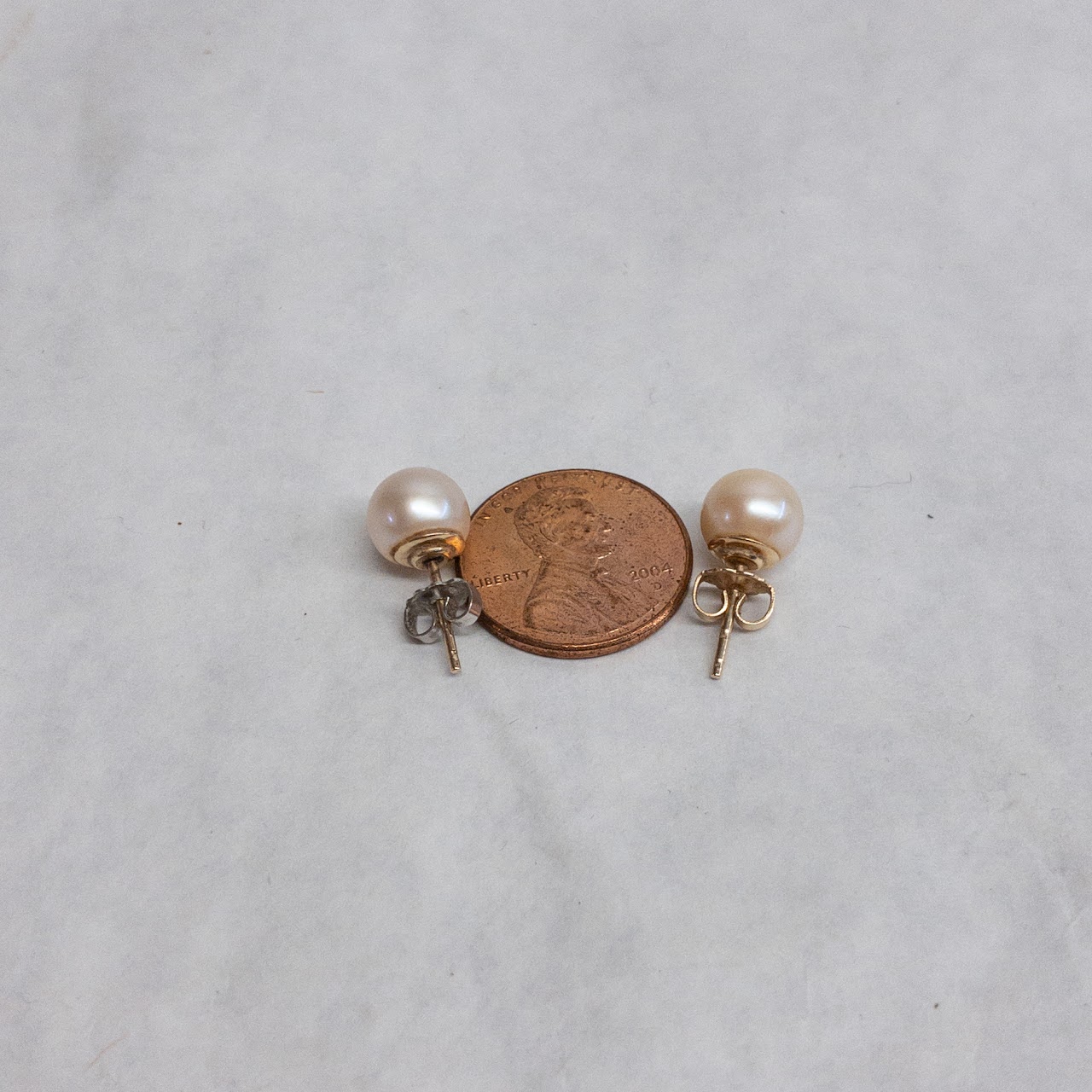 14K Gold Pearl Stud Earrings