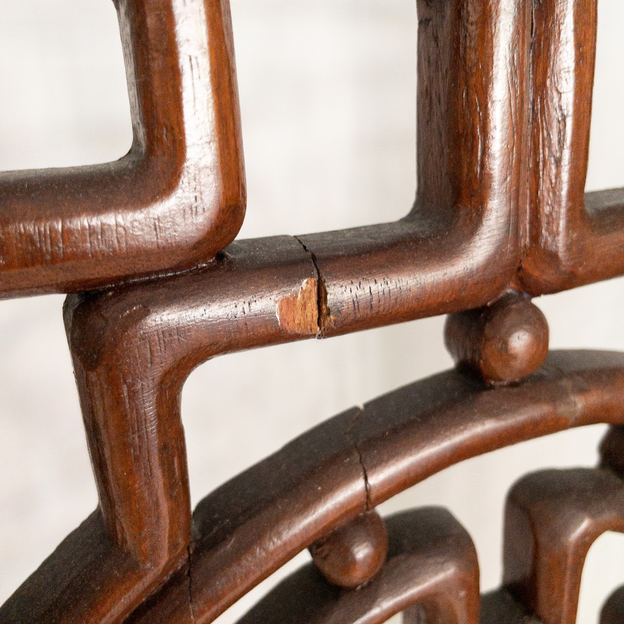 Carved Rosewood Four-Panel Floor Screen