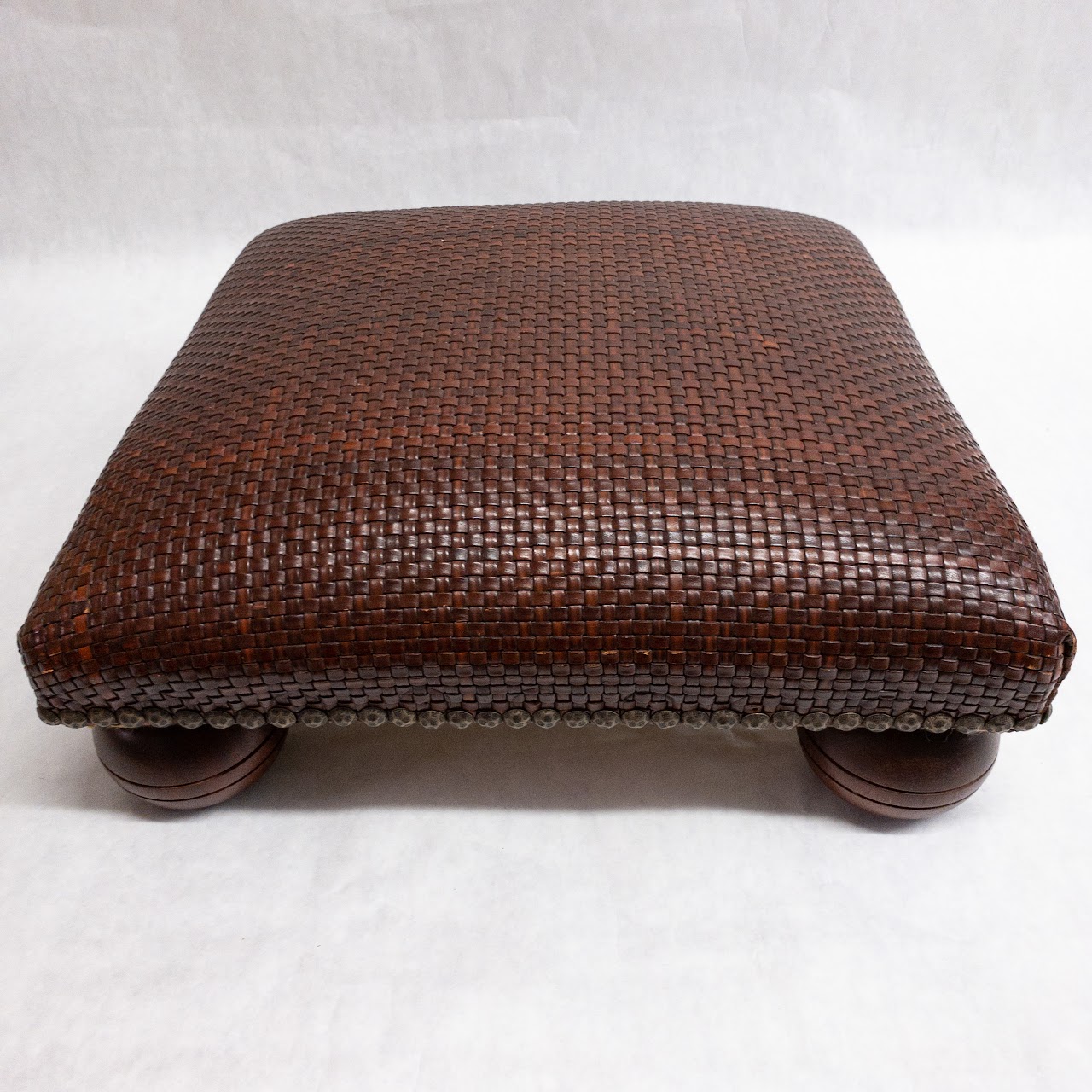 Woven Leather Floor Stool