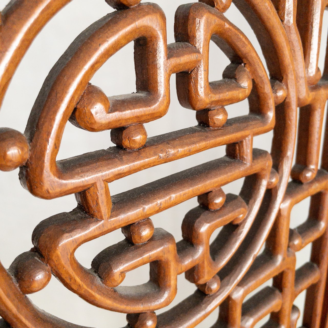 Carved Rosewood Four-Panel Floor Screen