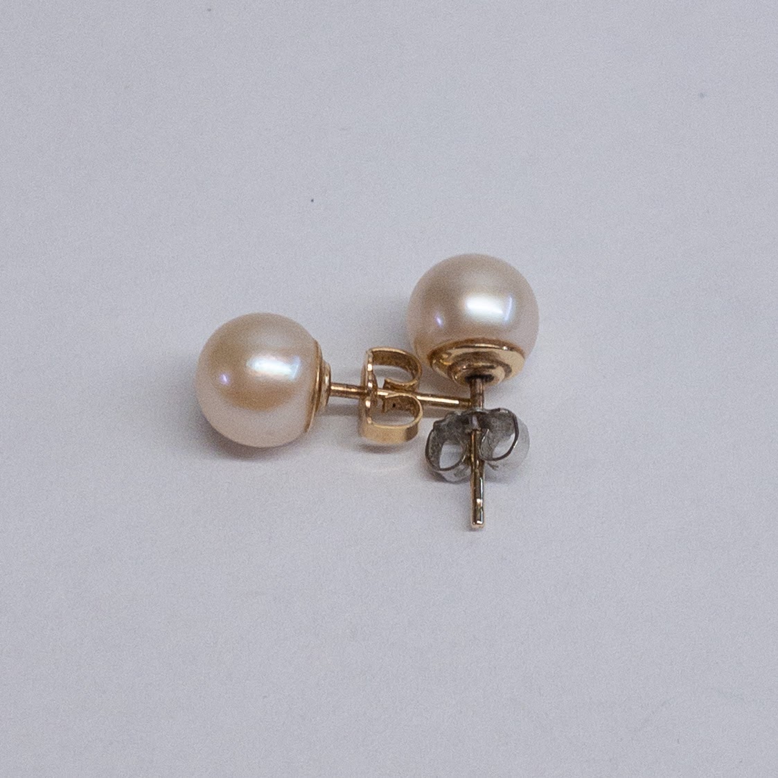 14K Gold Pearl Stud Earrings