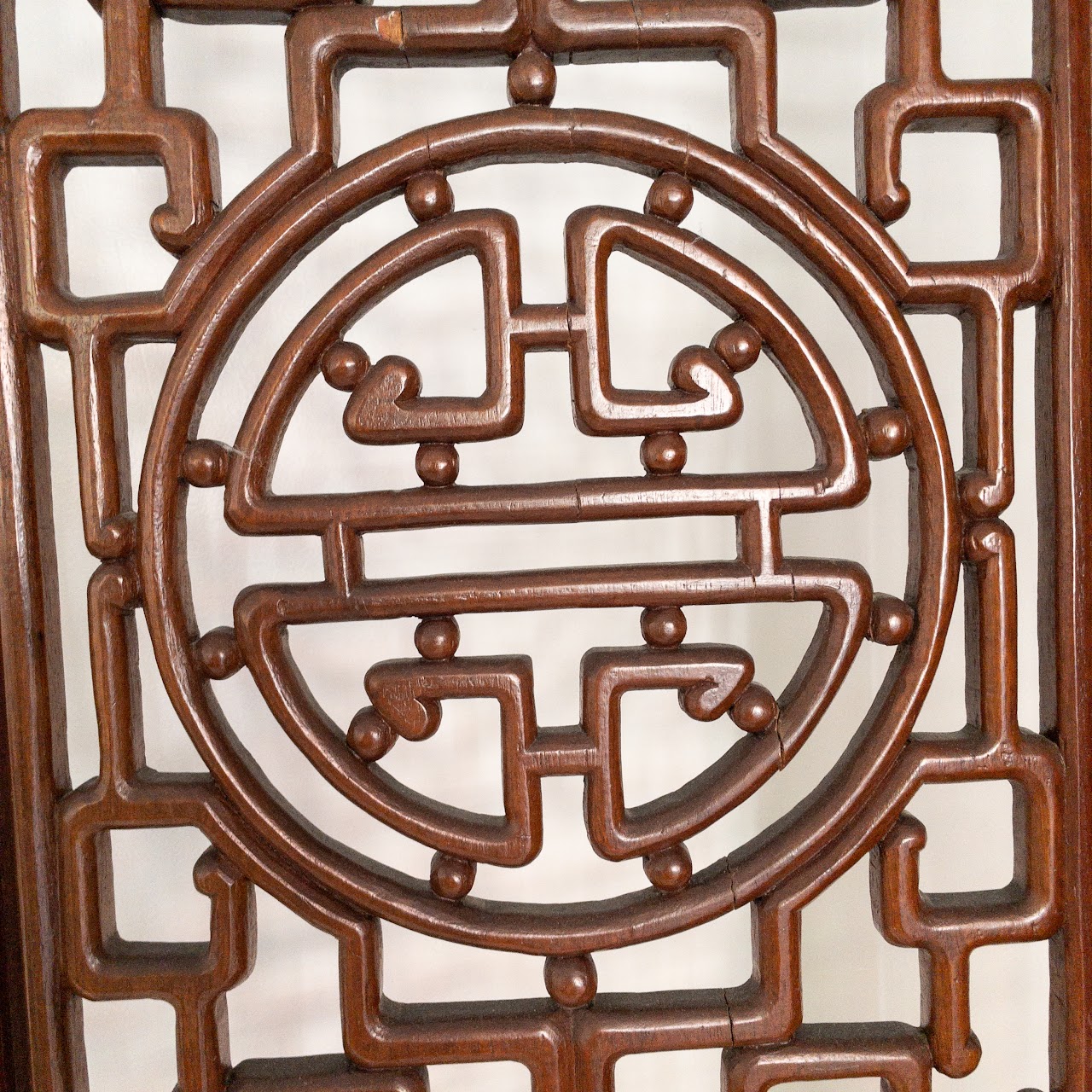 Carved Rosewood Four-Panel Floor Screen