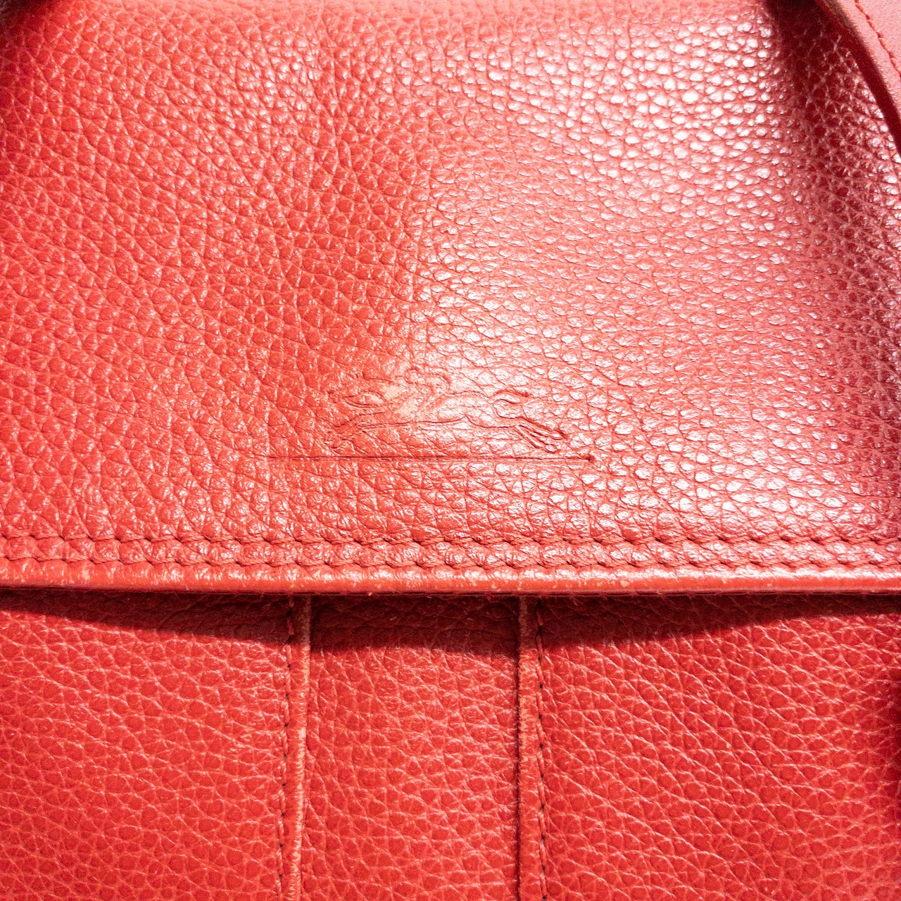 Longchamp Red Leather Satchel