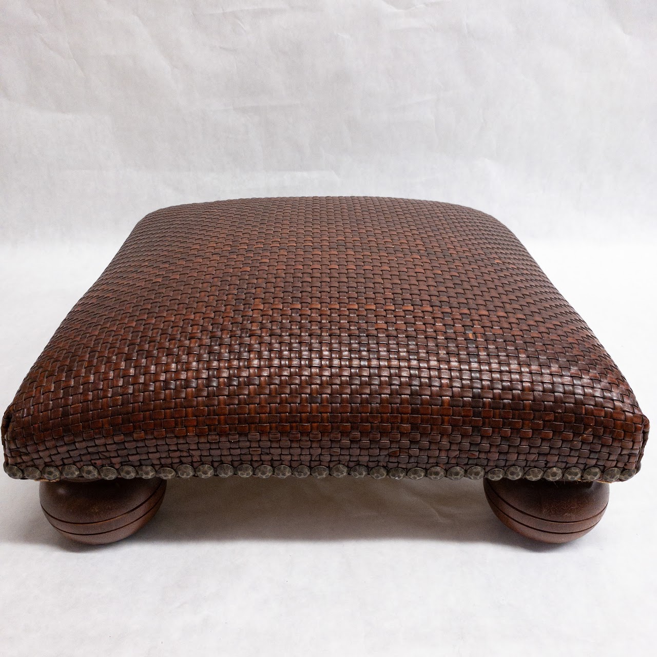 Woven Leather Floor Stool