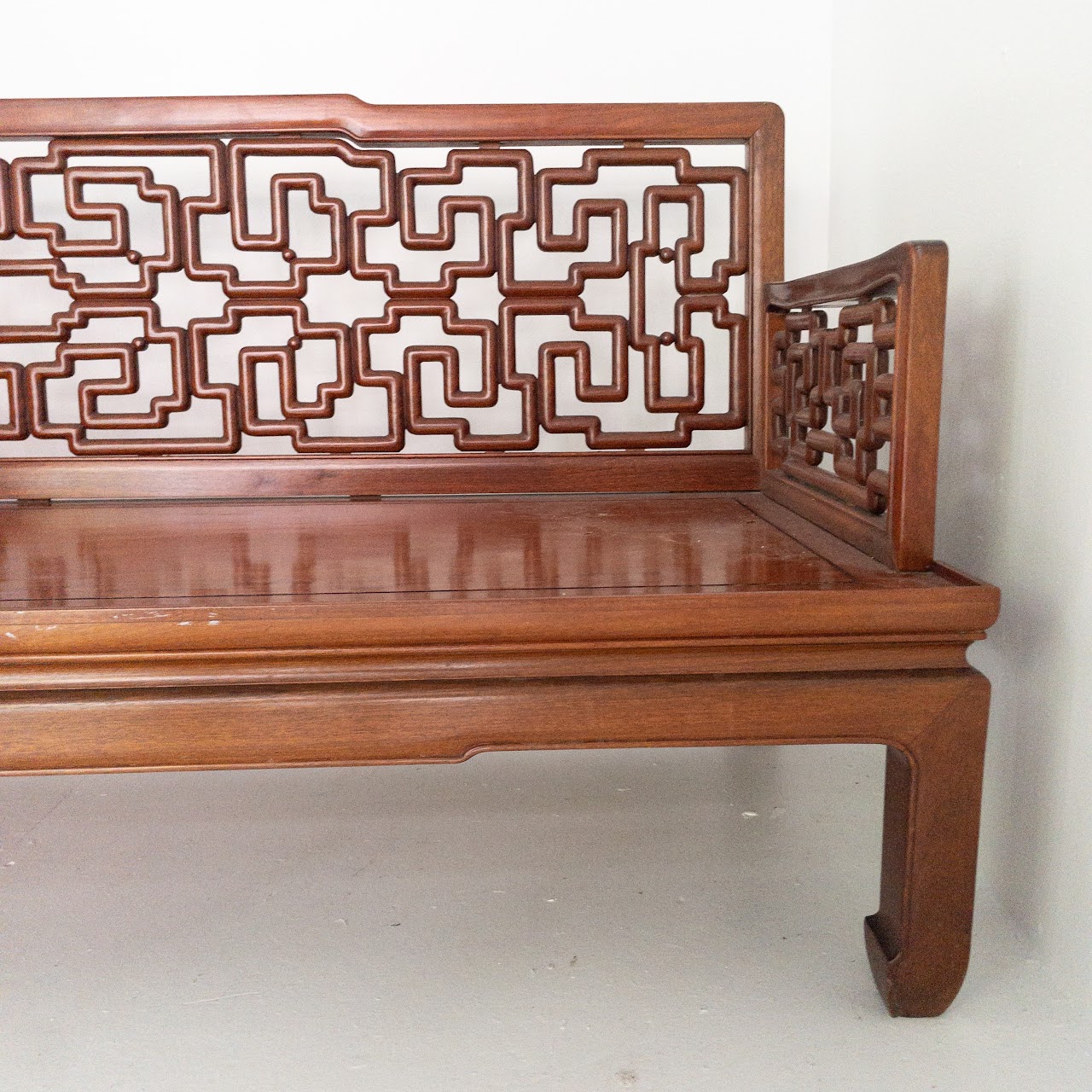 J. L. George Carved Rosewood Bench