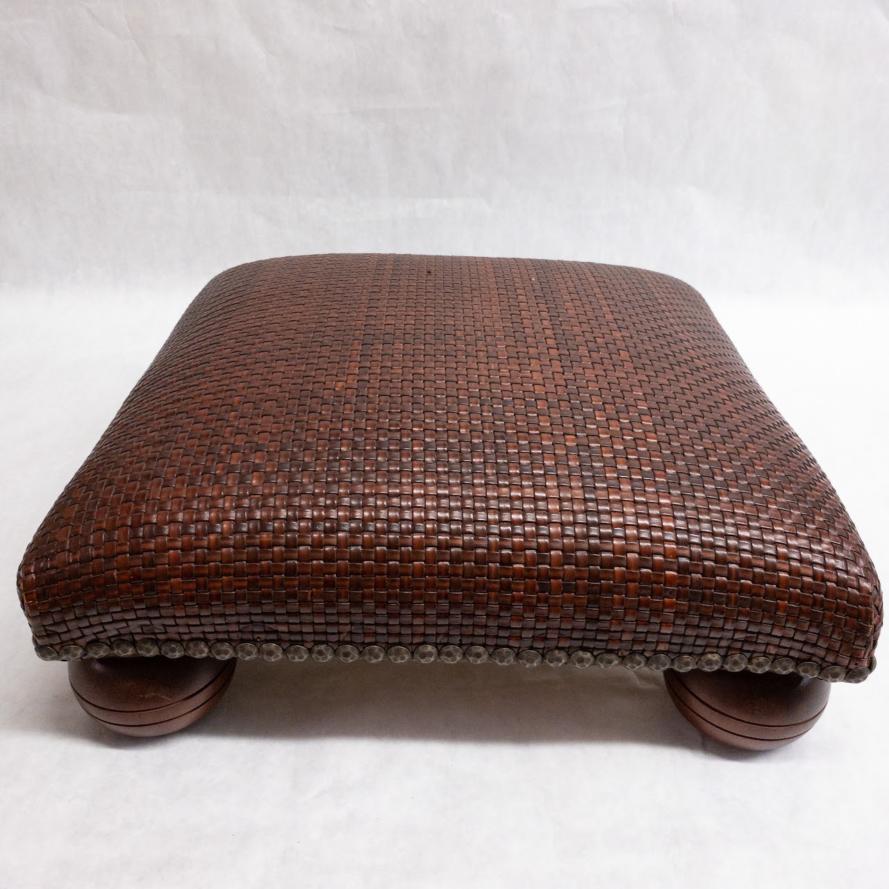 Woven Leather Floor Stool