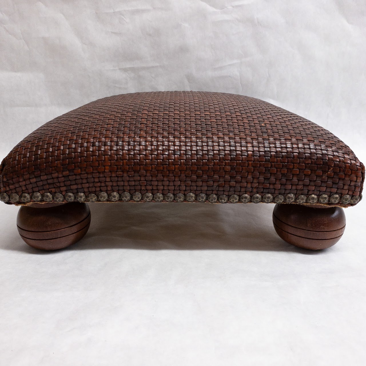 Woven Leather Floor Stool