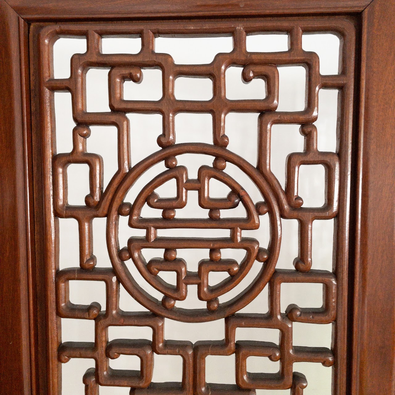 Carved Rosewood Four-Panel Floor Screen