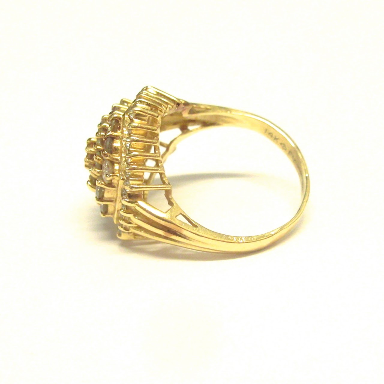 14K Gold & Diamond Hexagonal Ring