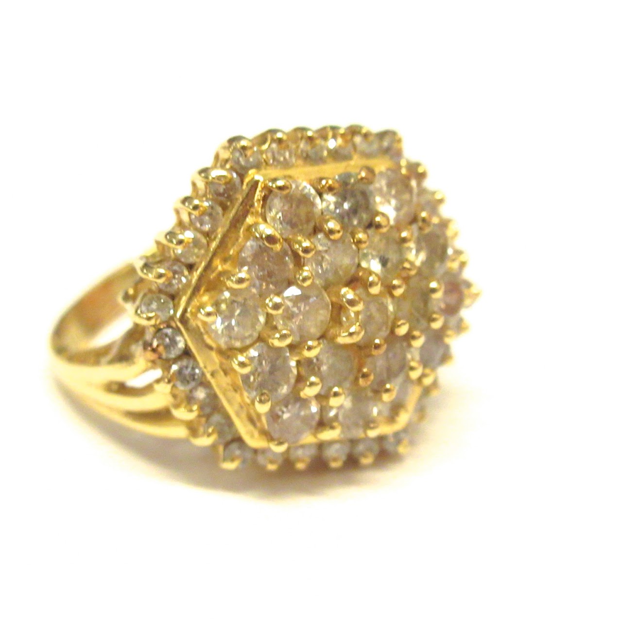 14K Gold & Diamond Hexagonal Ring