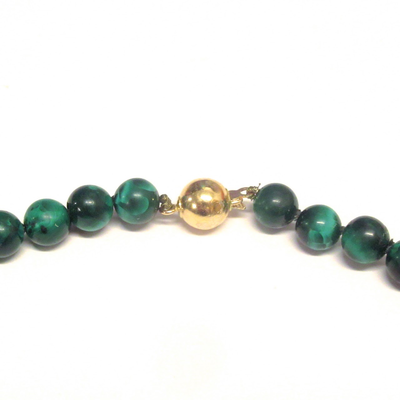 14K Gold Bead & Malachite Necklace