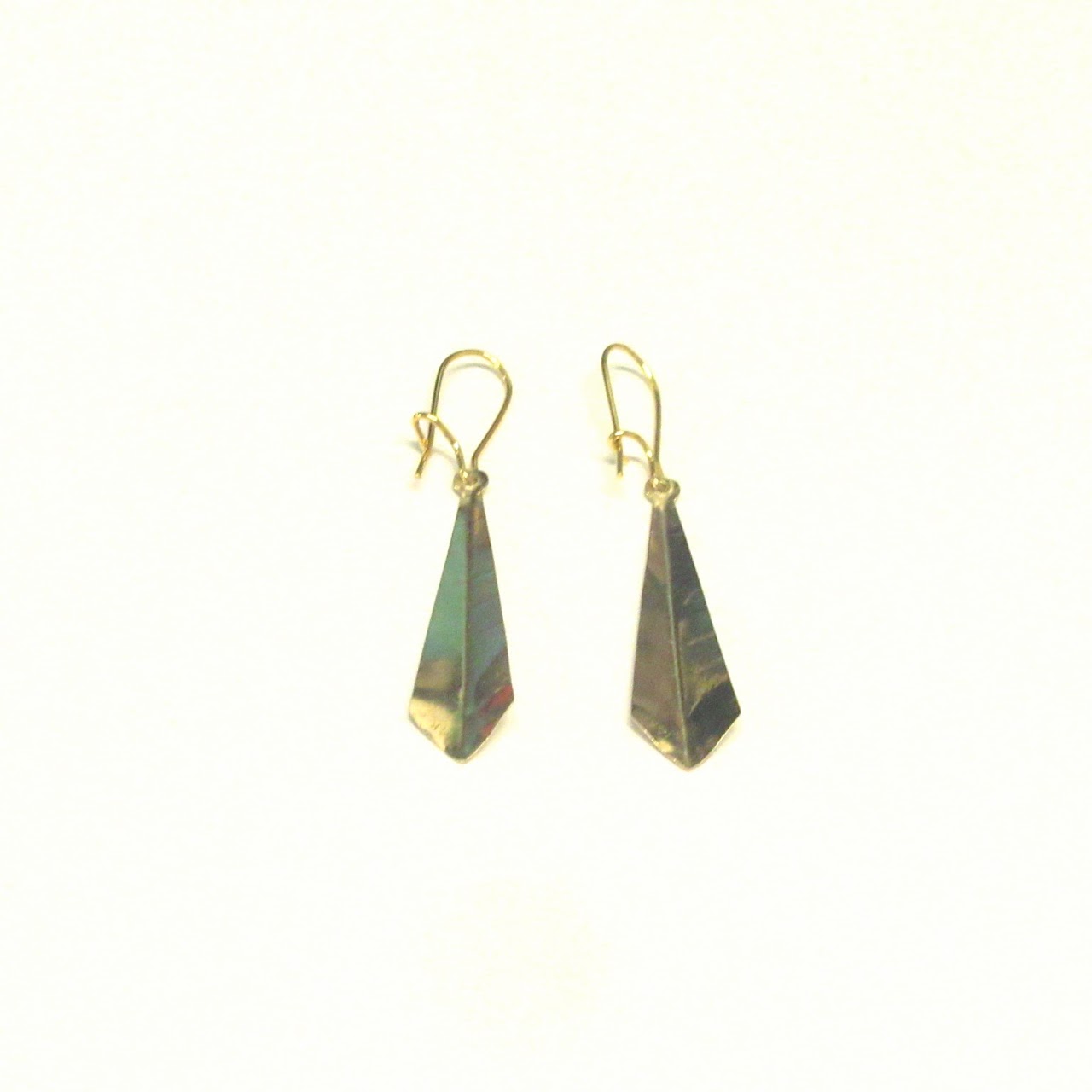 14K Gold & Brass Tri-Color Etched Earrings