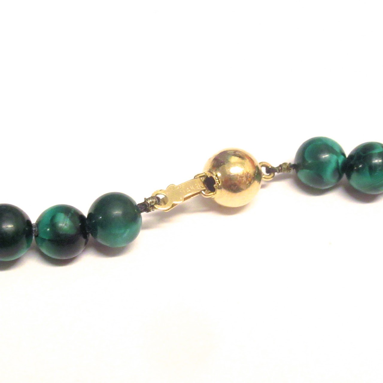 14K Gold Bead & Malachite Necklace