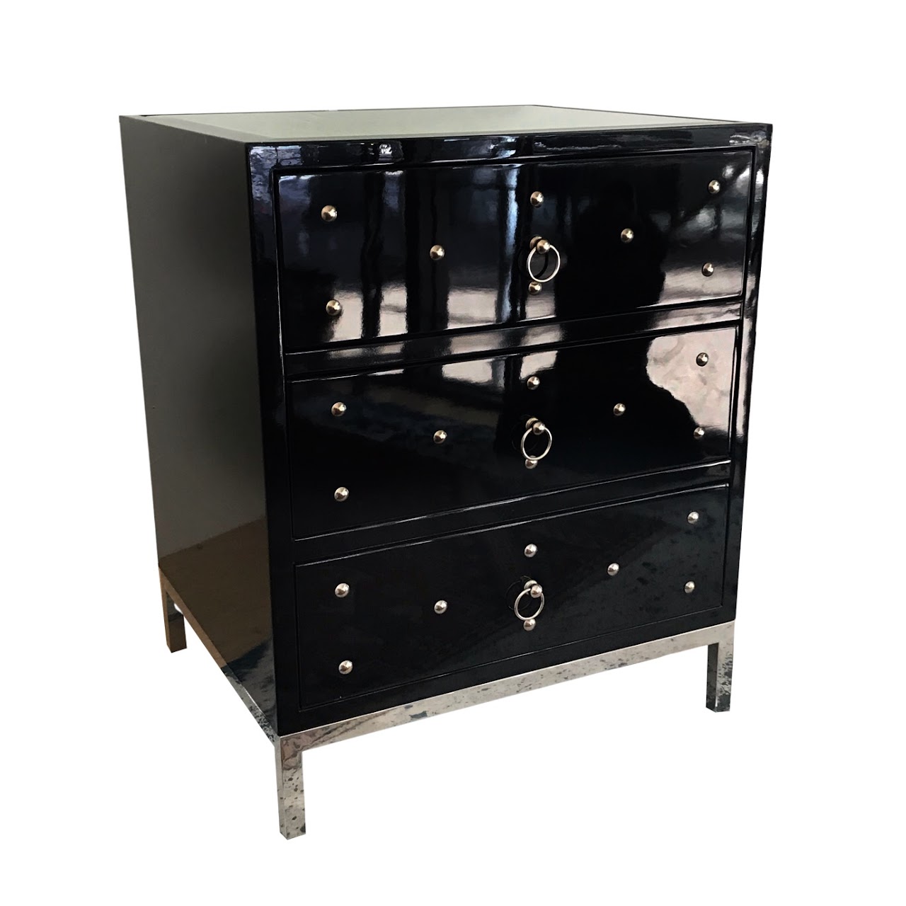 Lacquer & Chrome Mirror Top End Table #2