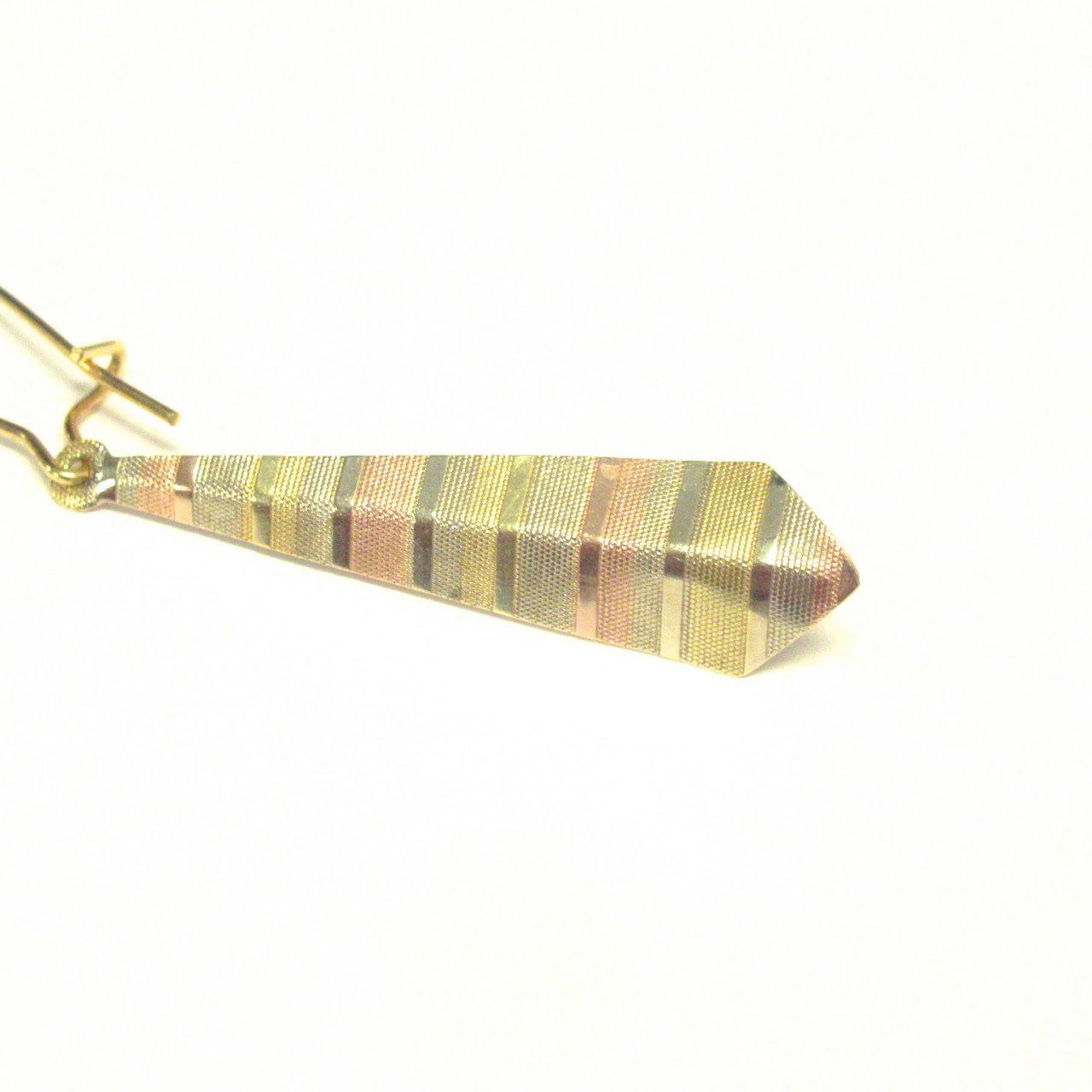 14K Gold & Brass Tri-Color Etched Earrings