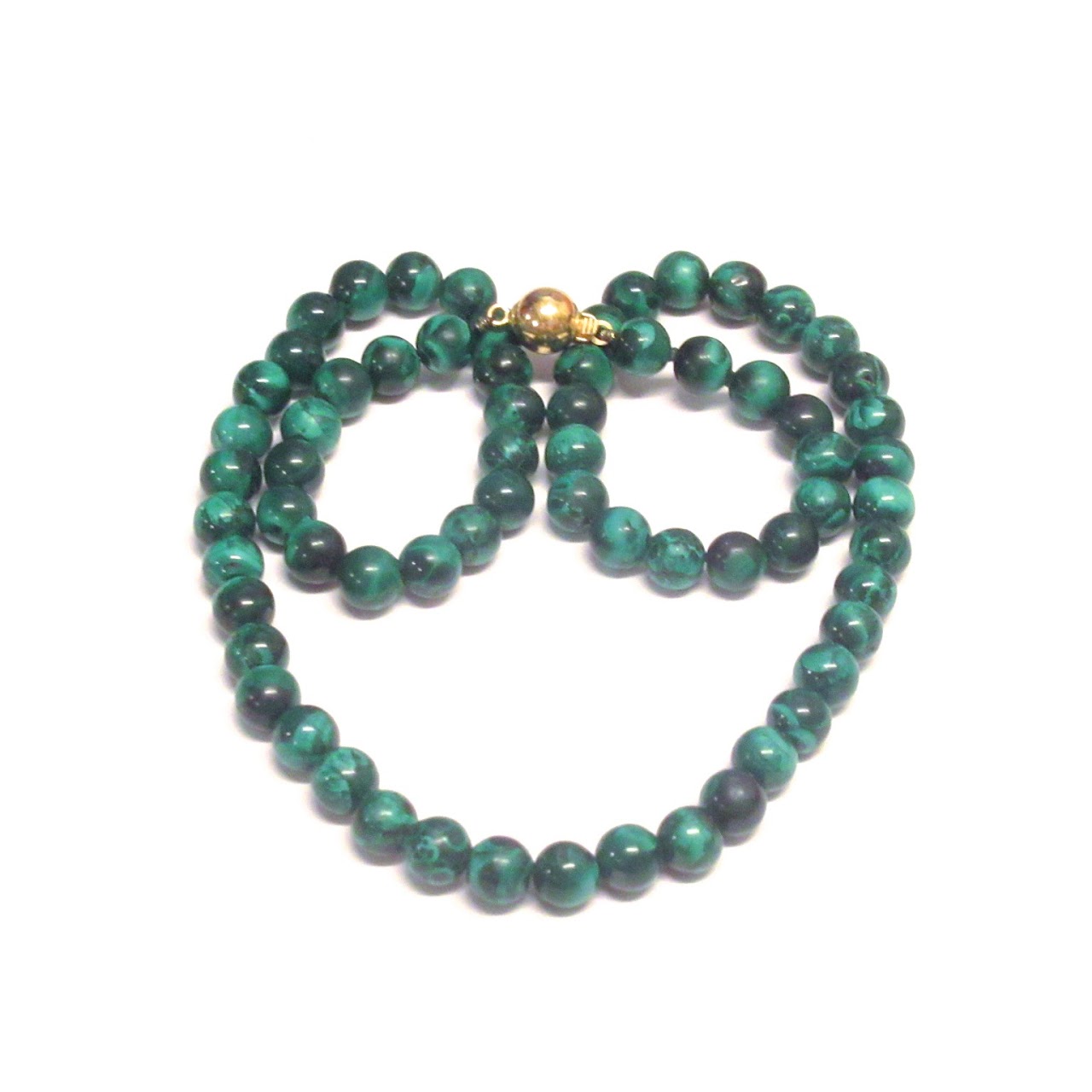 14K Gold Bead & Malachite Necklace