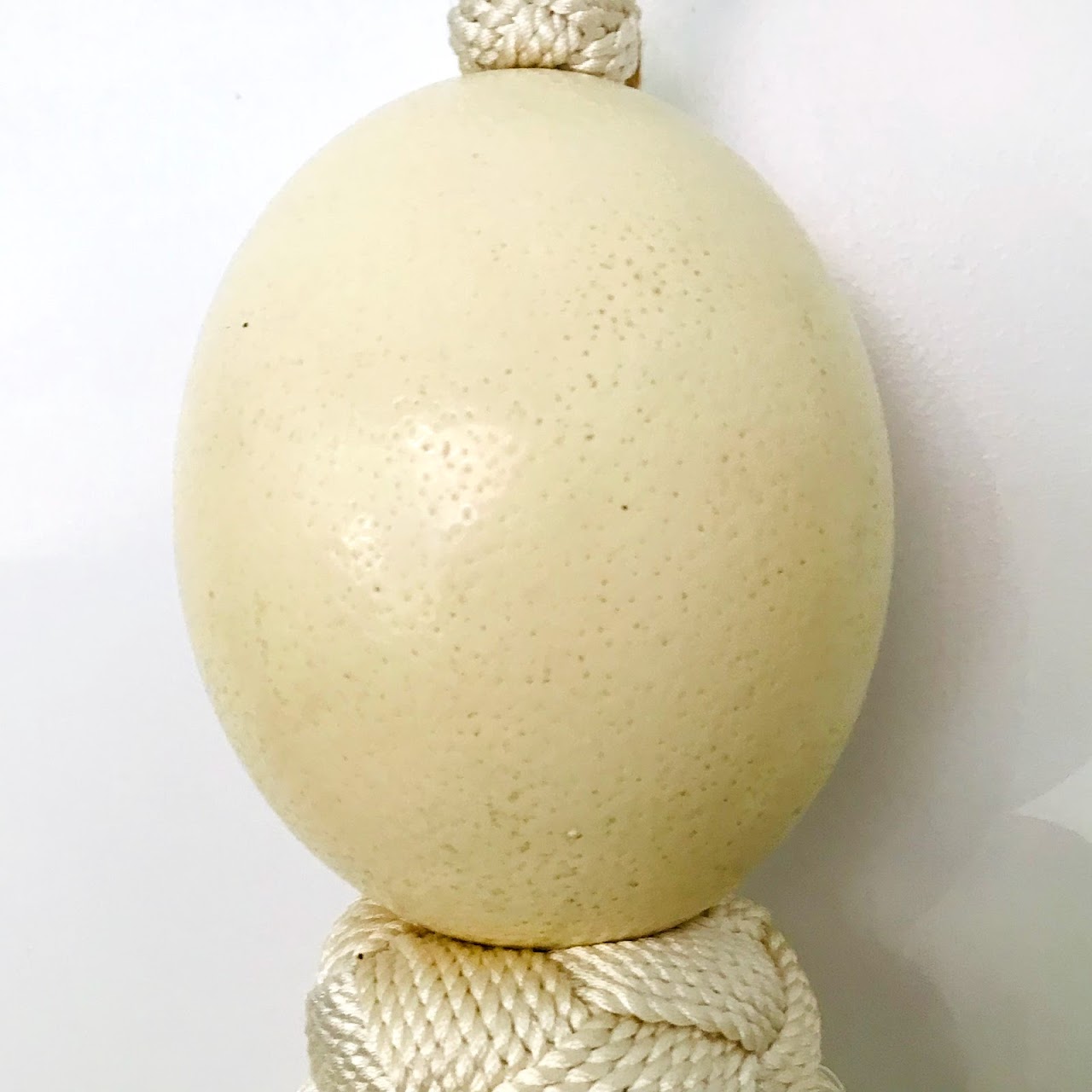 French Ostrich Egg & Silk 48” Drapery Tassel Pair