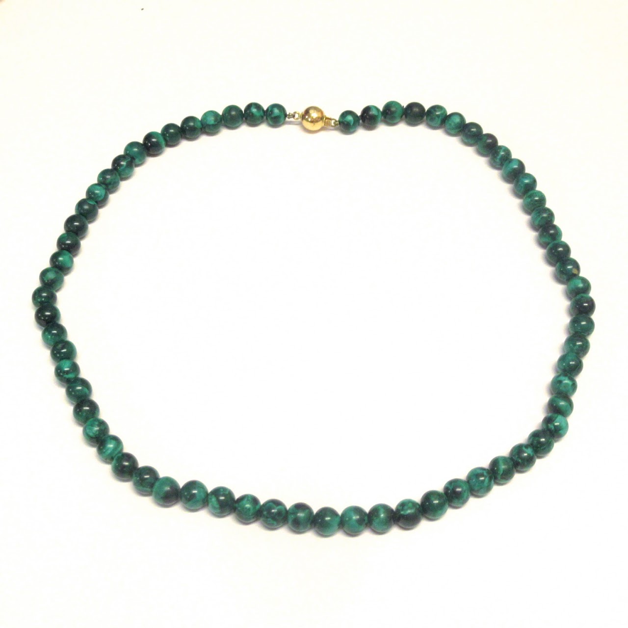 14K Gold Bead & Malachite Necklace