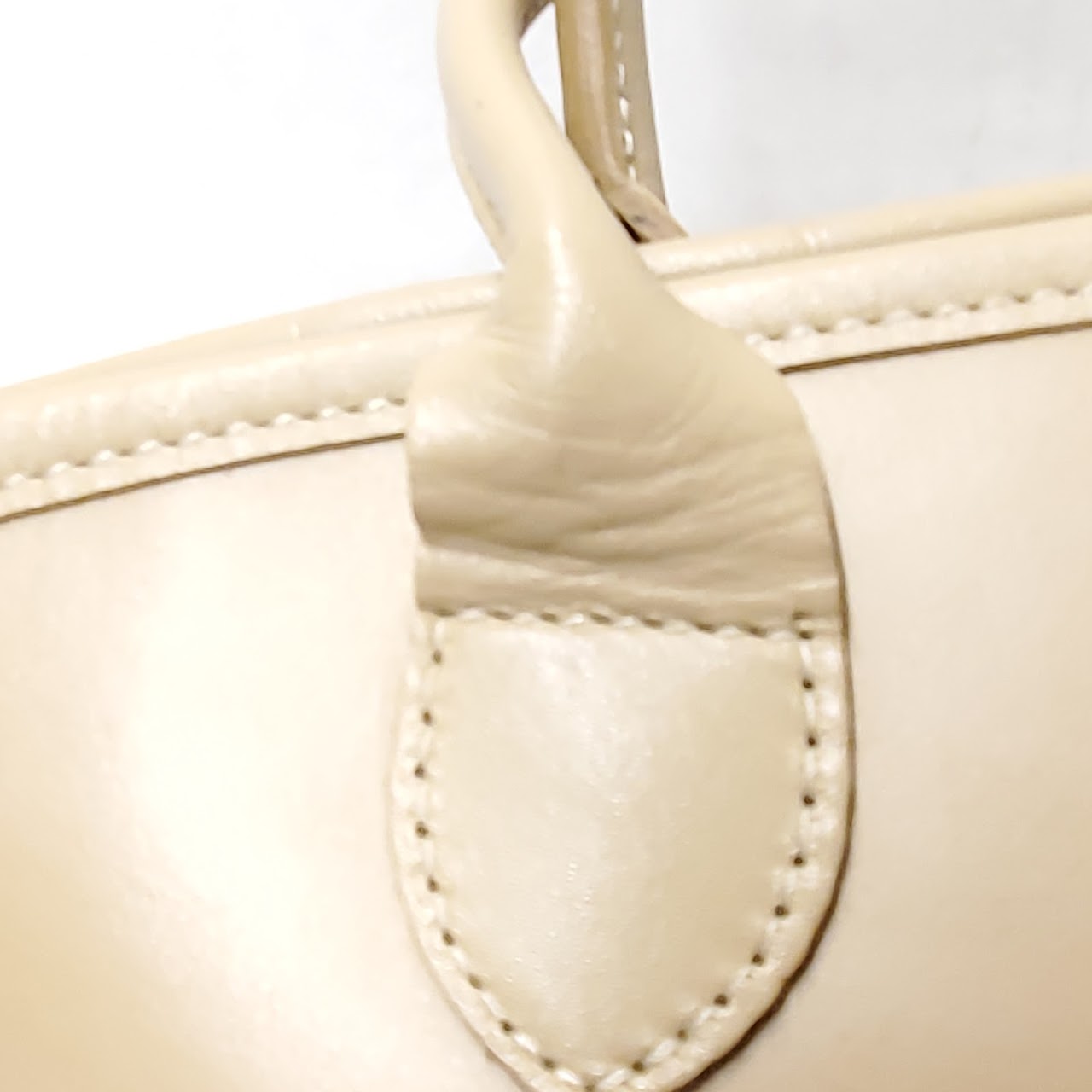 Longchamp Mini Beige Leather Satchel