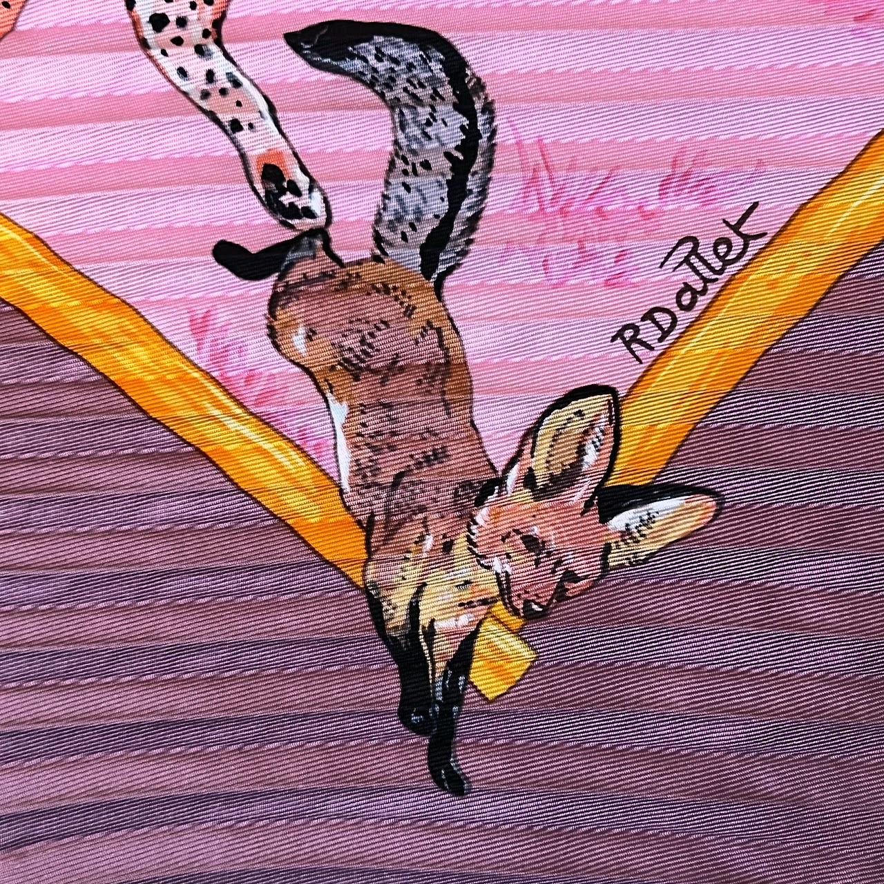 Hermès 'Tendresse Feline' Silk Plisse Scarf