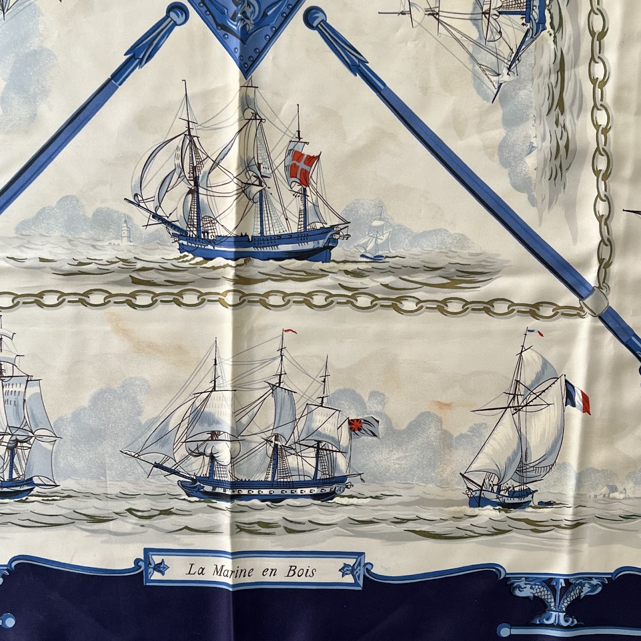 Hermès 'La Marine en Bois' Silk Scarf 90