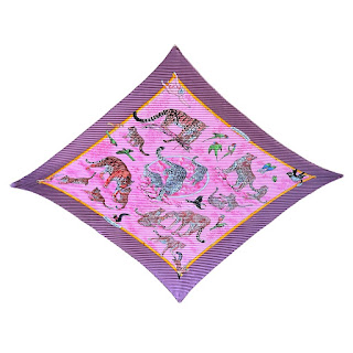 Hermès 'Tendresse Feline' Silk Plisse Scarf