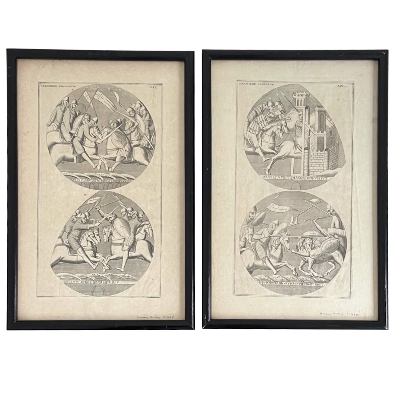 17th-18th C. 'First Crusade' Engraved Bookplate Pair