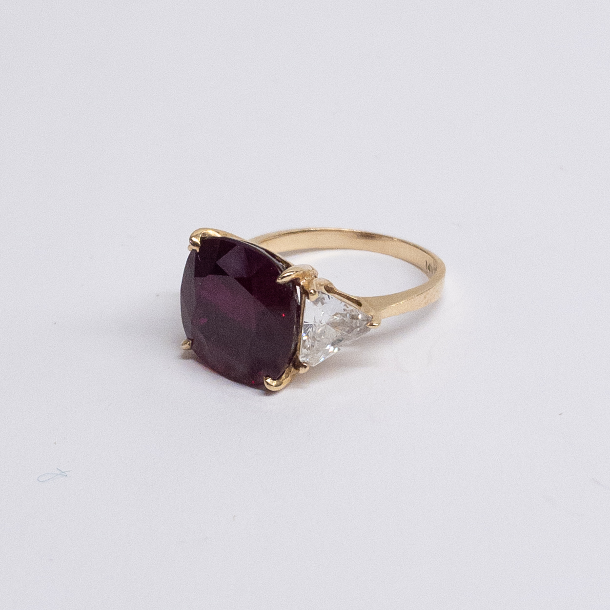 14K Gold, Red and Clear Stone Ring