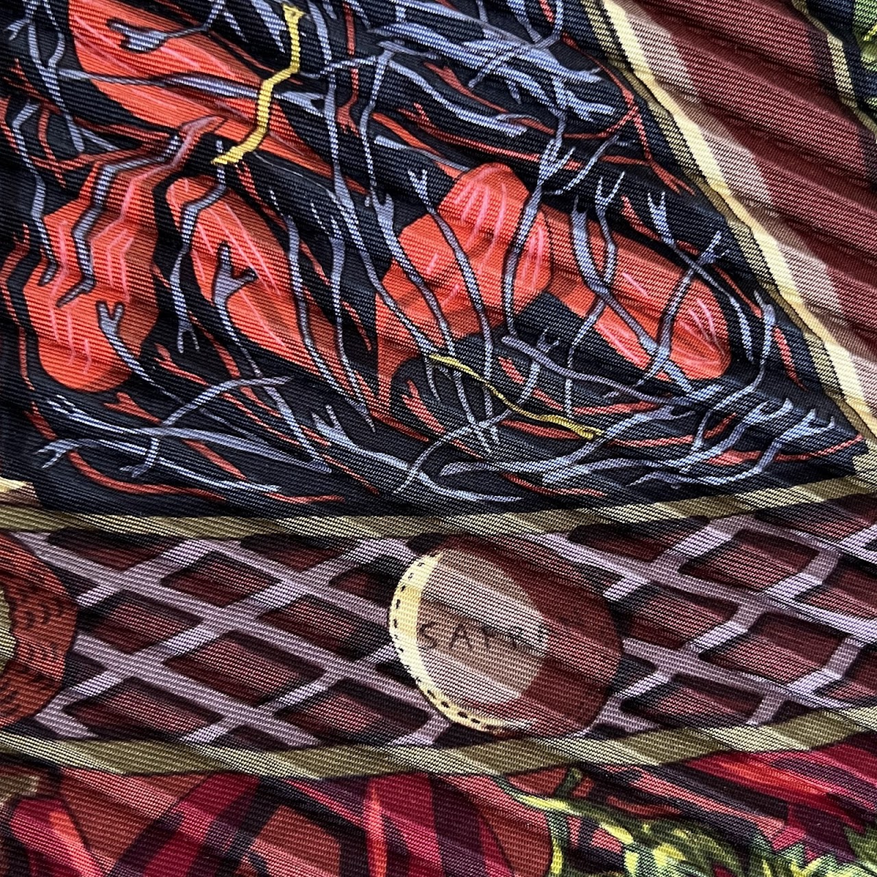 Hermès 'Aux Pays des Eipces' Pleated Silk Scarf